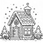 coloriage Maison En Pain D’épices pour enfant de 3 ans