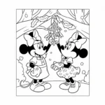 coloriage Mickey et Minnie sous le gui à imprimer pour enfant de 8 ans