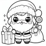 coloriage Noel Kawaii pour enfant de 6 ans