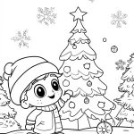 coloriage Noel Kawaii a imprimer pour enfant de 4 ans