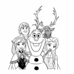coloriage Olaf avec des amis à imprimer
