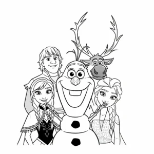coloriage Olaf avec des amis à imprimer