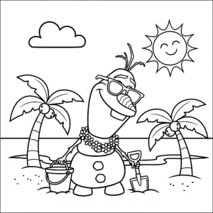 coloriage Olaf en été et apprentissage