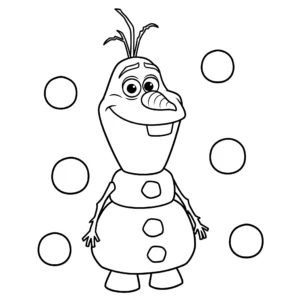coloriage Olaf et quelques boules de neige à imprimer pour enfant de 3 ans