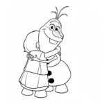 coloriage Olaf faisant un câlin chaud en ligne
