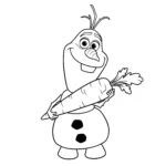 coloriage Olaf tenant une carotte à imprimer kawaii
