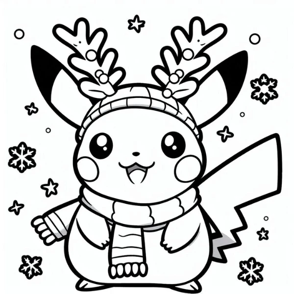 Tranh tô màu Pikachu Noël