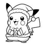 coloriage Pikachu Noel à imprimer kawaii