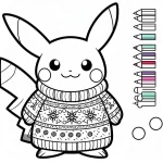 coloriage Pikachu Noel pour enfant a imprimer gratuit