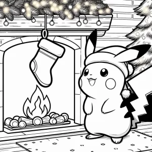 coloriage Pikachu Noel et apprentissage