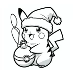 coloriage Pikachu Noel et découpage à imprimer