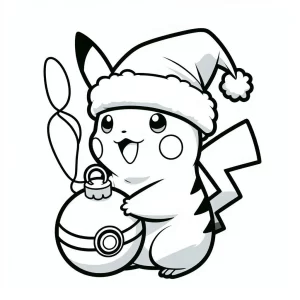 coloriage Pikachu Noel et découpage à imprimer