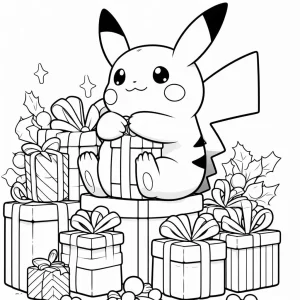 coloriage Pikachu Noel et decoupage a imprimer gratuit