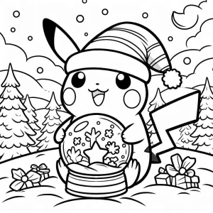 coloriage Pikachu Noel et decoupage a imprimer gratuit