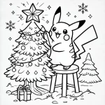 coloriage Pikachu Noel à imprimer pour enfant de 3 ans