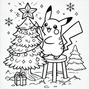 coloriage Pikachu Noel à imprimer pour enfant de 3 ans