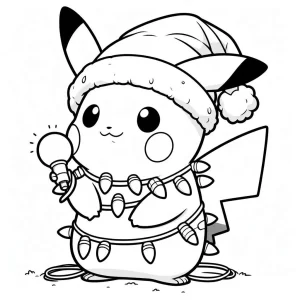 coloriage Pikachu Noel educatif pour enfant