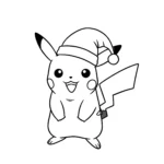 coloriage Pikachu avec un bonnet de Noël à imprimer pdf
