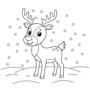 coloriage Renne dans la neige pour enfant de à imprimer