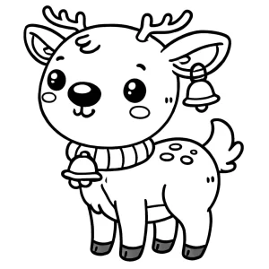 coloriage Renne de Noël à imprimer kawaii