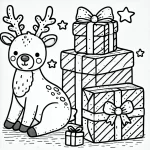 coloriage Renne de Noël pour enfants à imprimer