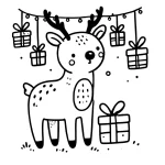 coloriage Renne de Noël et decoupage