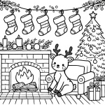 imprimer coloriage Renne de Noël pour enfant