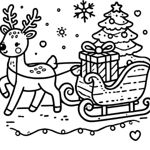 coloriage Renne de Noël et decoupage