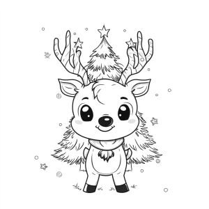 imprimer coloriage Renne de Noël pour enfant