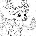 coloriage Renne de Noël et decoupage a imprimer gratuit