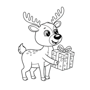 coloriage Renne et un cadeau educatif pour enfant