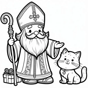 coloriage Saint Nicolas à imprimer pour enfant de 10 ans