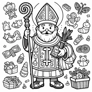 coloriage Saint Nicolas educatif pour enfant