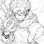 coloriage Sukuna et dessin a imprimer