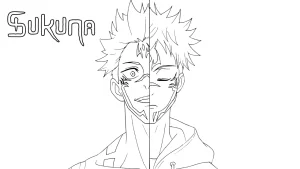 coloriage Sukuna pour enfant à imprimer
