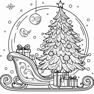 coloriage Traineau Du Père Noël à imprimer pour enfant de 2 ans