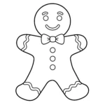 coloriage Un bonhomme en pain d’épice avec un nœud papillon à imprimer pour enfants
