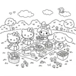 coloriage Un groupe d’amis Sanrio gratuit à imprimer