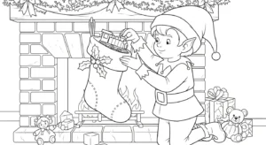 coloriage Chaussette de Noël update pour enfant de 8 ans