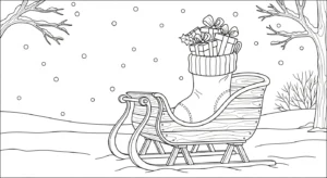 coloriage Chaussette de Noël update pour enfants à imprimer