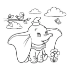 coloriage Bébé Dumbo découvre le monde pour primaire