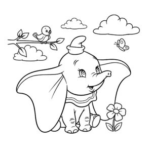 coloriage Bébé Dumbo découvre le monde pour primaire