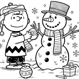 coloriage Charlie Brown Noël à imprimer pour enfant de 10 ans