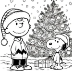 coloriage Charlie Brown Noël à imprimer gratuit