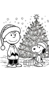 coloriage Charlie Brown Noël à imprimer gratuit