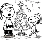 coloriage Charlie Brown Noël et decoupage a imprimer gratuit