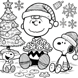 imprimer coloriage Charlie Brown Noël gratuit