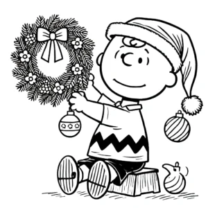 coloriage Charlie Brown Noël à imprimer pour enfant de 6 ans