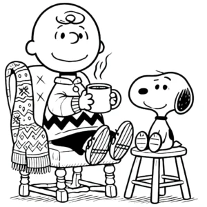 coloriage Charlie Brown Noël gratuit pour enfants