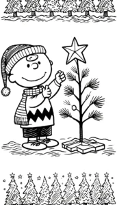 coloriage Charlie Brown Noël à imprimer pour enfant de 6 ans